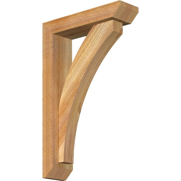 Ekena Millwork Thorton Slat Rough Sawn Bracket w/ Offset Brace, Western Red Cedar, 4"W x 14"D x 22"H BKT0402X14X22THR06RWR - main